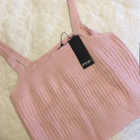 [Sold] Nasty Gal Pink Cable knit Top and Shorts Loungeset - Picture 7 of 9